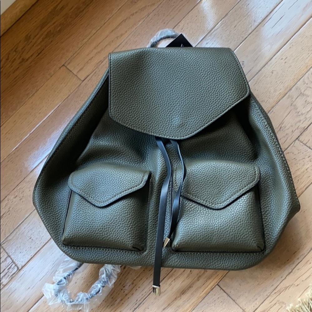 NWT Zara Olive Green Backpack with Pockets - Picture 2 of 8